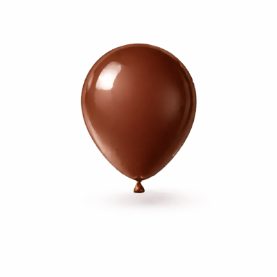 Balão castanho brilhante amarrado sobre fundo branco