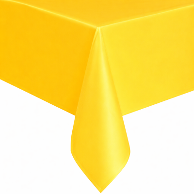Toalha de mesa quadrada amarela vibrante colocada sobre fundo branco