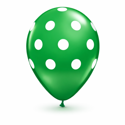Balão verde com bolinhas brancas