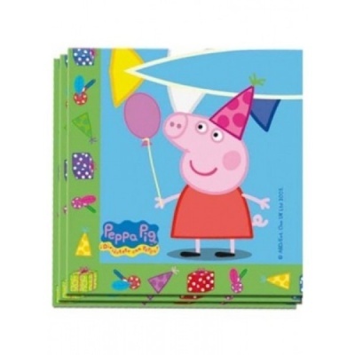 Guardanapos de papel com desenho da Peppa Pig em festa