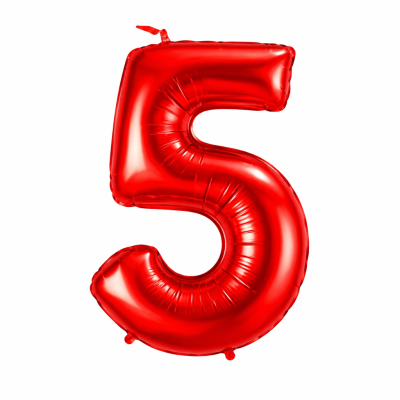 Balão vermelho em forma do número 5