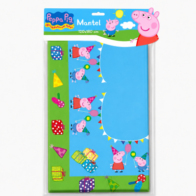 Mantel infantil Peppa Pig com personagens e elementos festivos