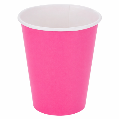 Copo de papel cor-de-rosa com interior branco