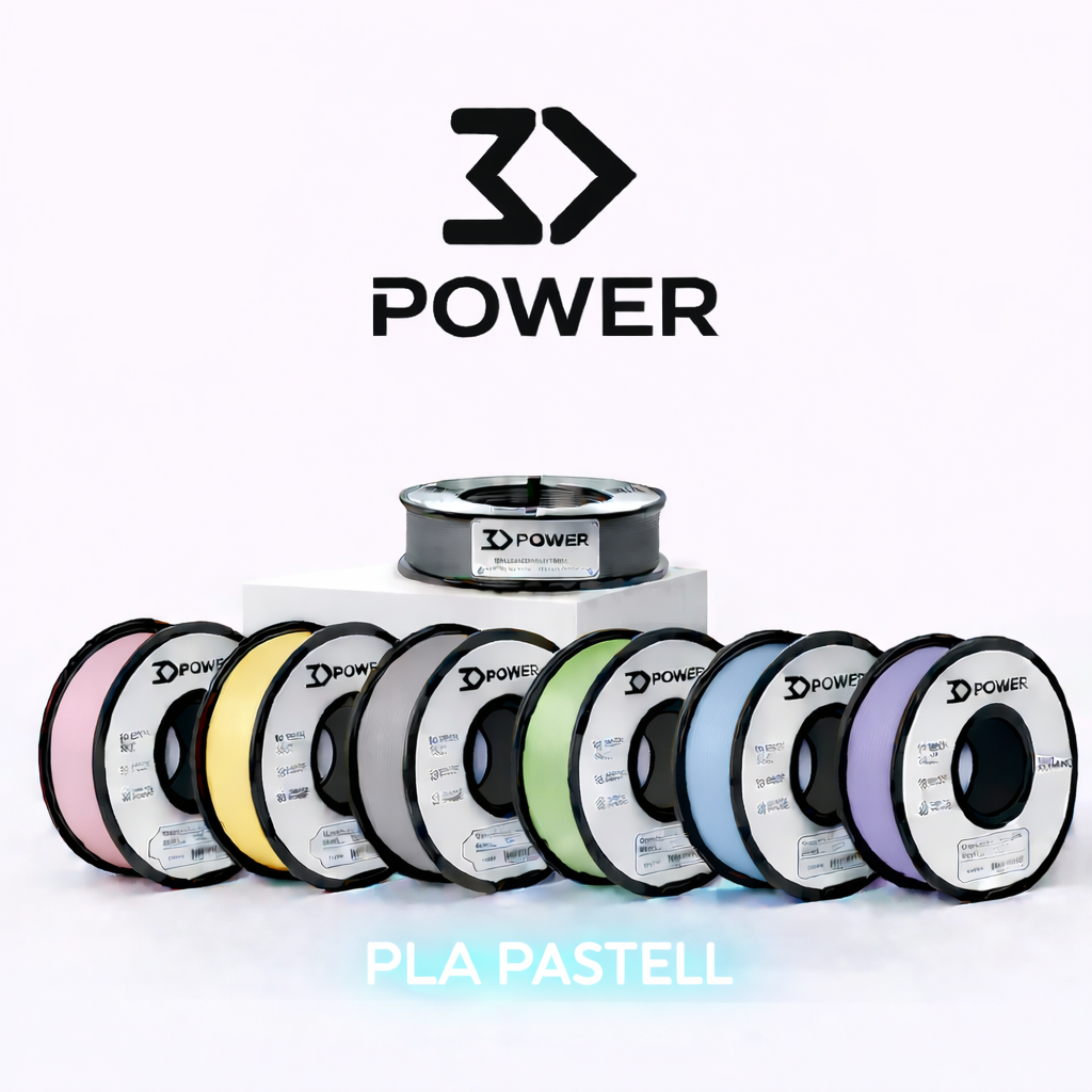 Rolos de filamento PLA pastel para impressora 3D da marca 3D Power