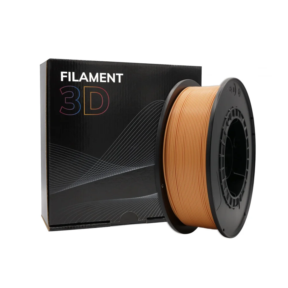 Rolo de filamento 3D castanho claro com embalagem preta de filamento para impressora 3D