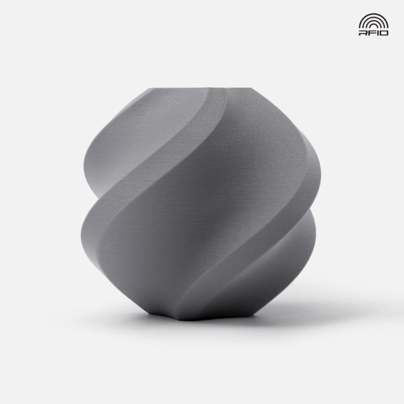 Vaso cinza decorativo espiral com textura estriada