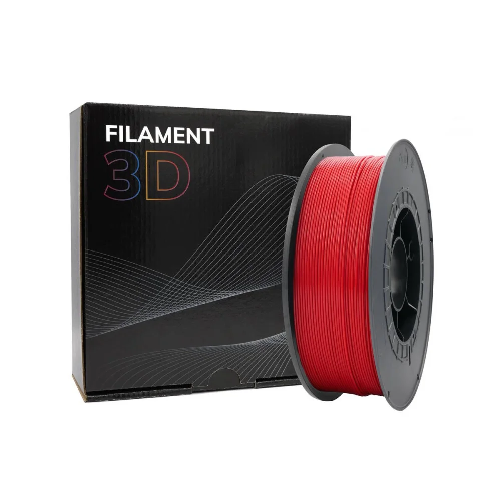 Filamento 3D vermelho com caixa preta