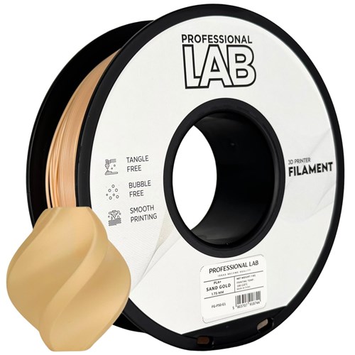Carretel de filamento para impressora 3D dourado PROFESSIONAL LAB com objeto impresso