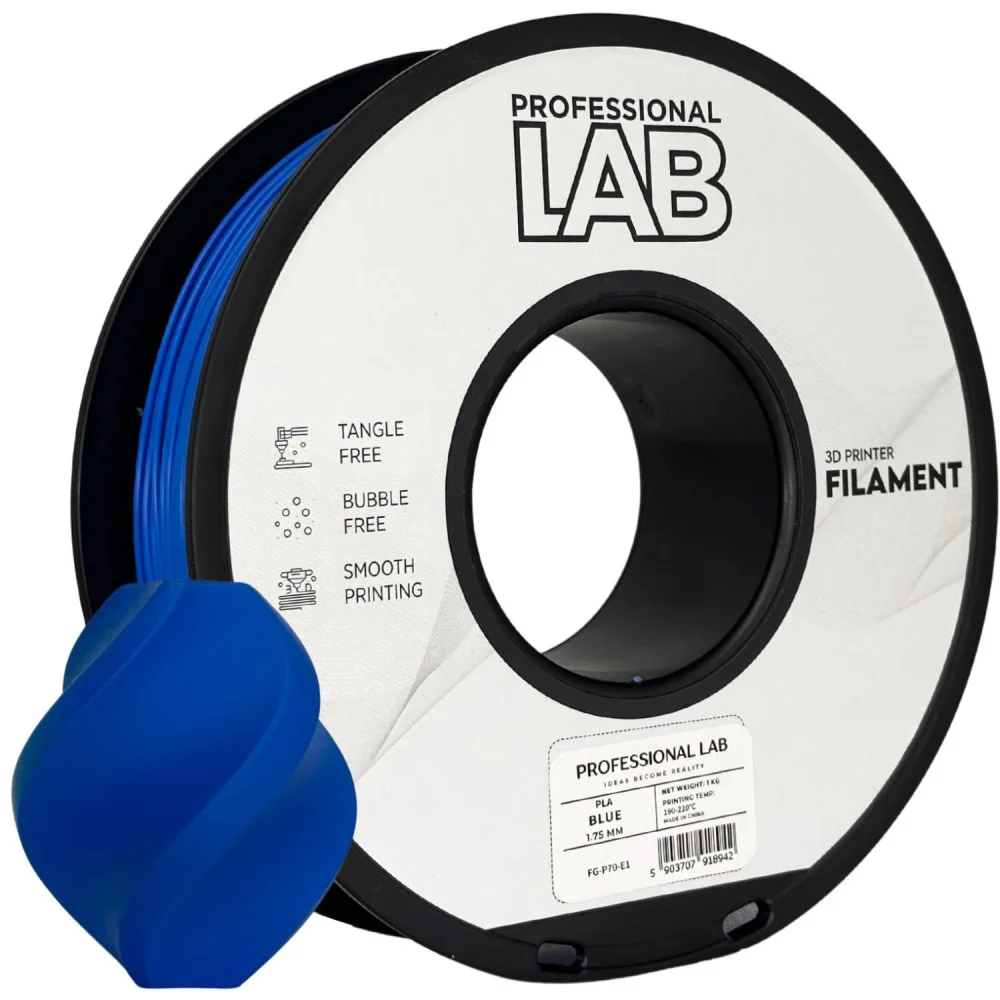 Filamento azul para impressora 3D PROFESSIONAL LAB com objeto impresso azul