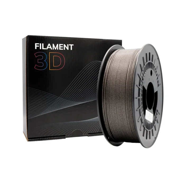 Bobina de filament 3D cinzento com caixa preta
