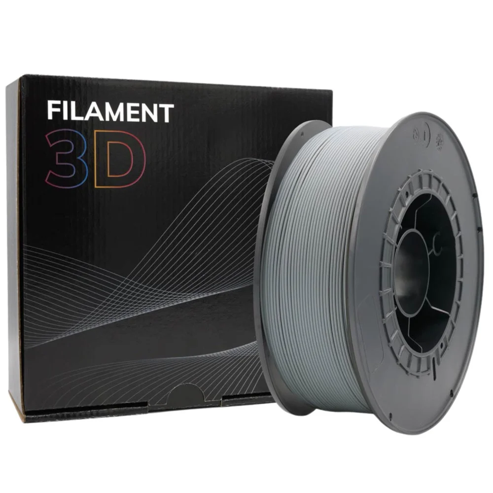 Rolo de filamento 3D cinzento com caixa preta FILAMENT 3D