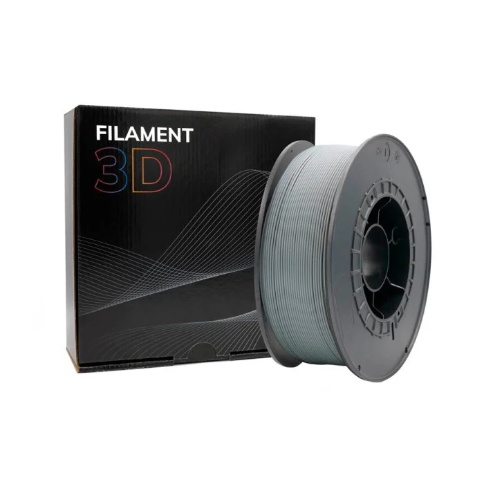 Rolo de filament 3D cinzento claro com caixa preta