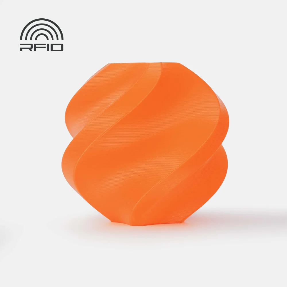 Objeto espiralado laranja com símbolo RFID
