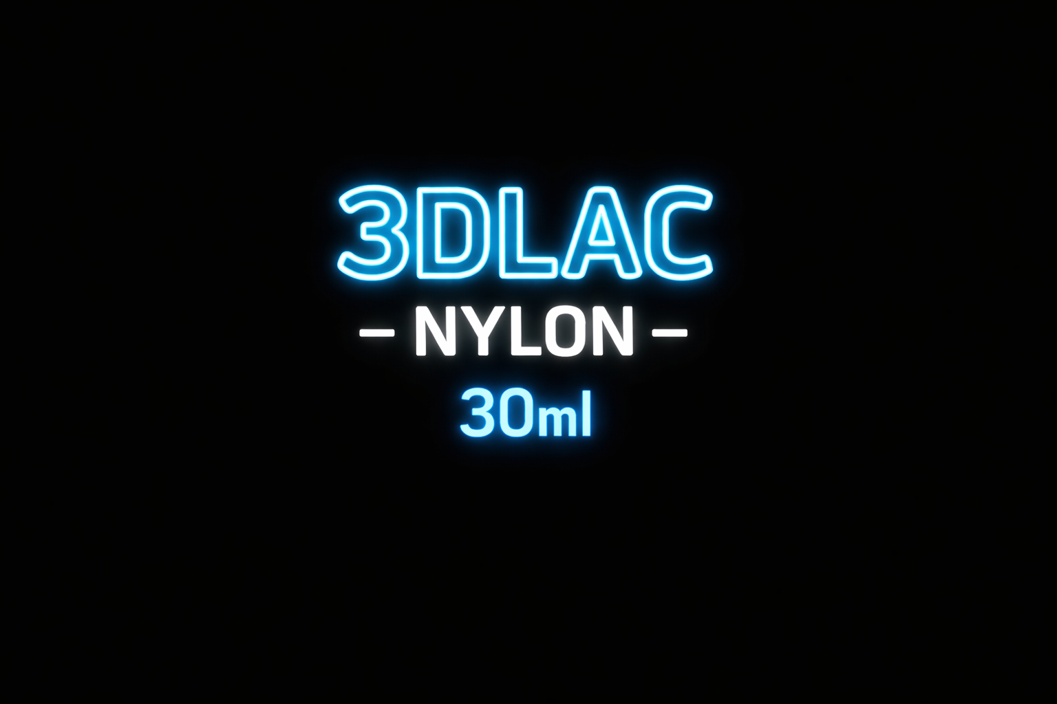 Texto luminoso 3DLAC - NYLON - 30ml sobre fundo preto