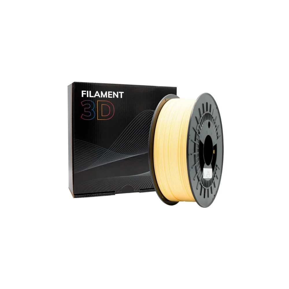 Filamento 3D bege com caixa preta