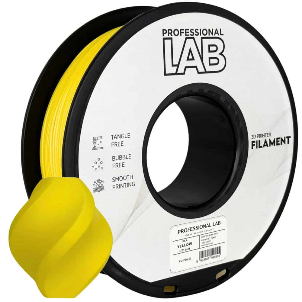 Rolo de filamento amarelo para impressora 3D da marca Professional Lab