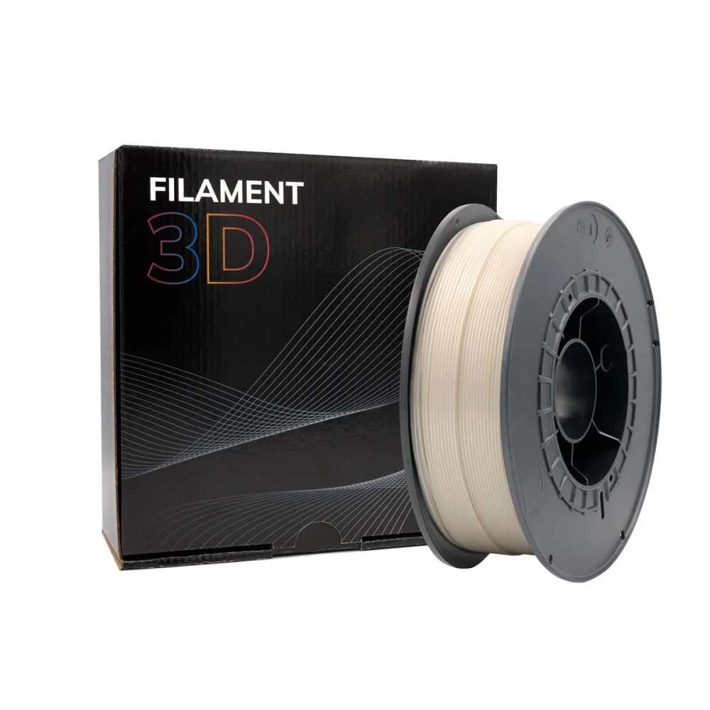 Bobina de filamento para impressora 3D com embalagem preta e texto FILAMENT 3D