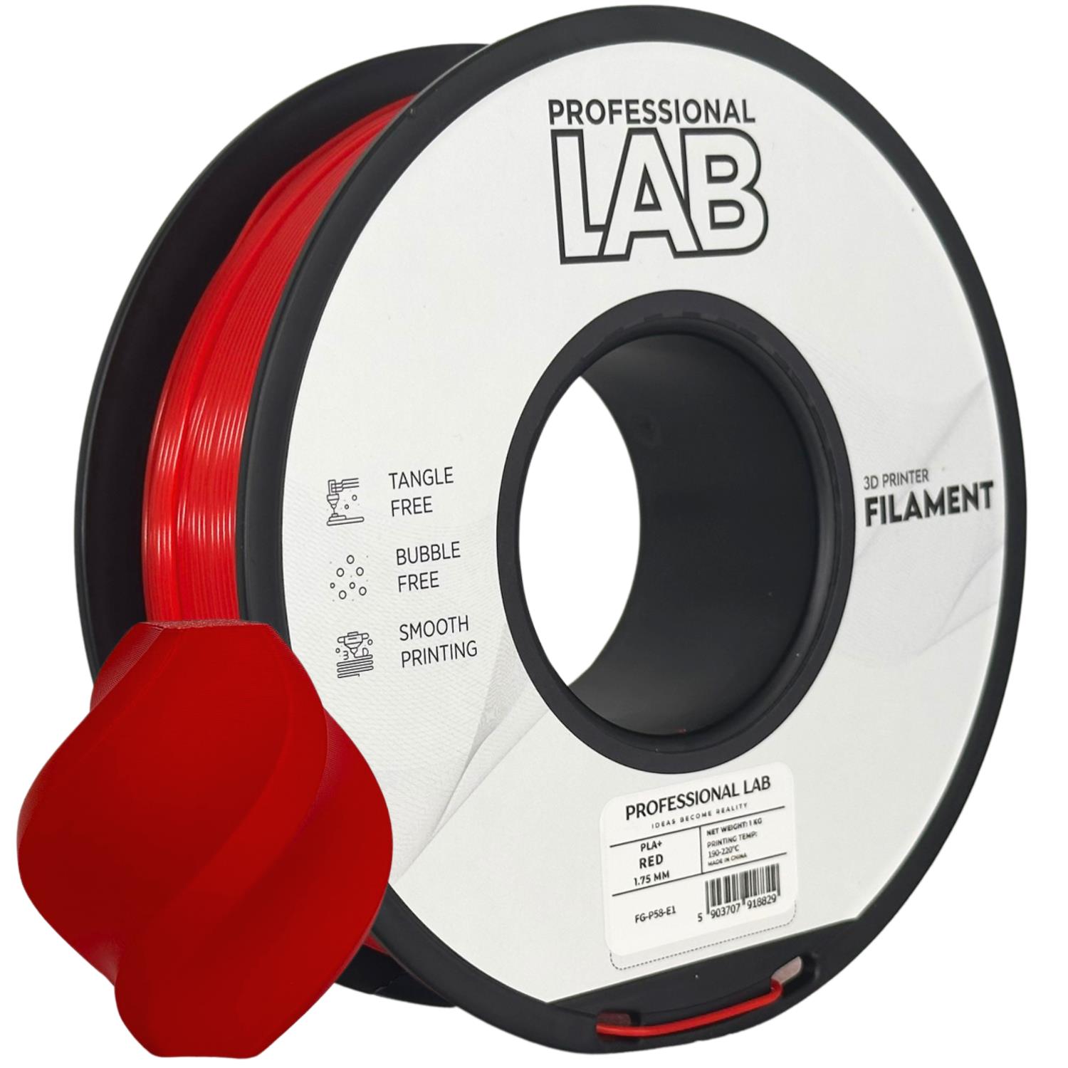 Rolo de filamento vermelho para impressora 3D da marca PROFESSIONAL LAB
