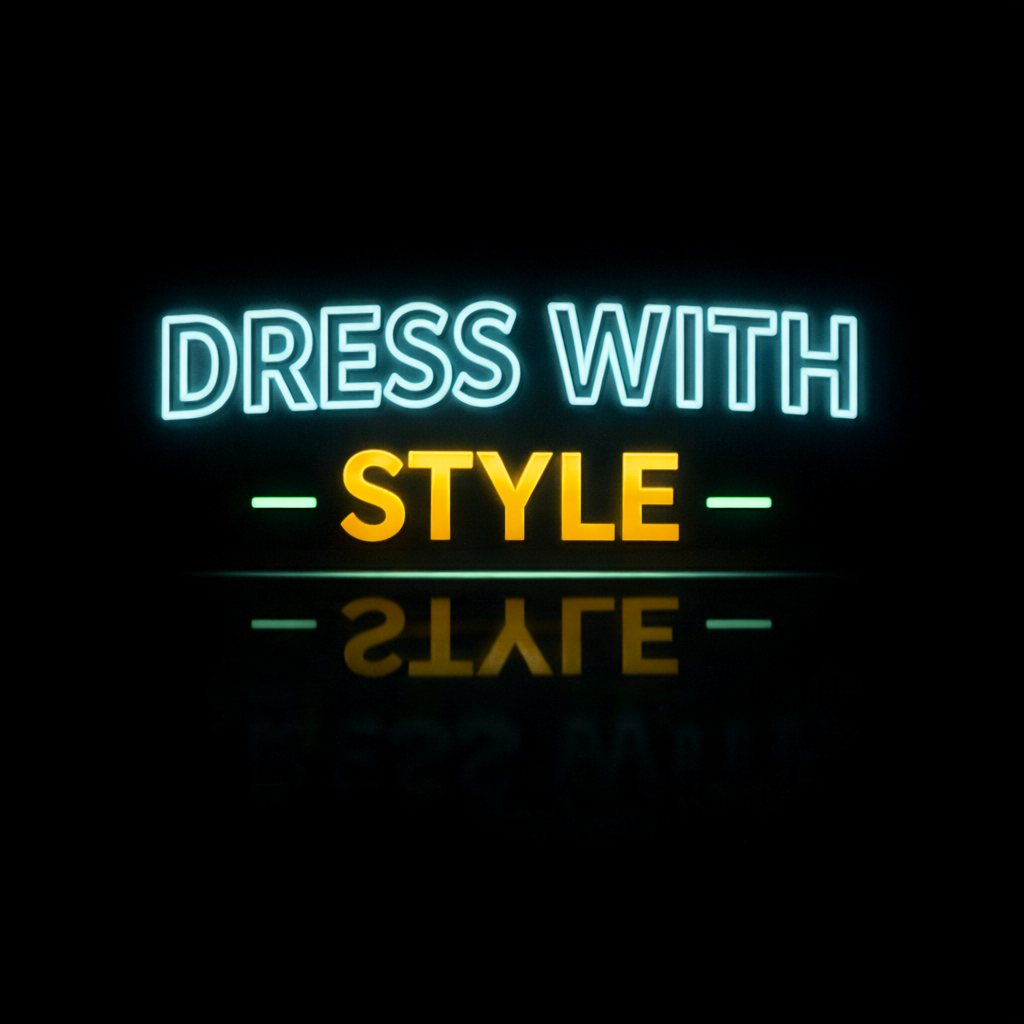 Texto luminoso azul, amarelo e verde em fundo preto com reflexão