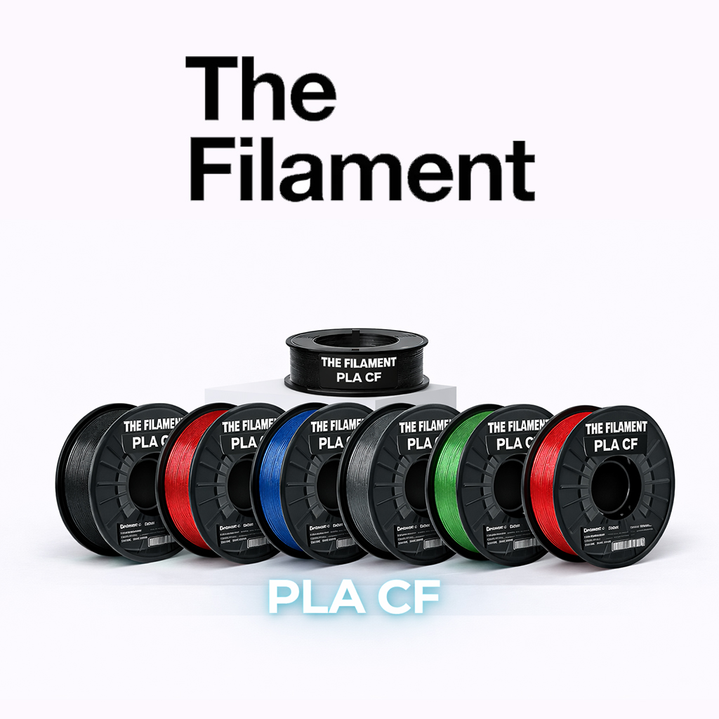Carretéis de filamento para impressão 3D em várias cores com rotulagem THE FILAMENT PLA CF