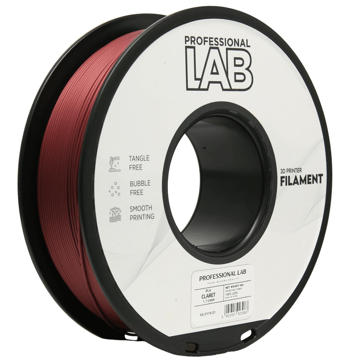 Rolo de filamento vermelho escuro para impressora 3D PROFESSIONAL LAB