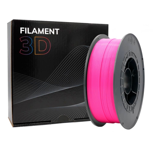 Filamento 3D rosa com embalagem preta