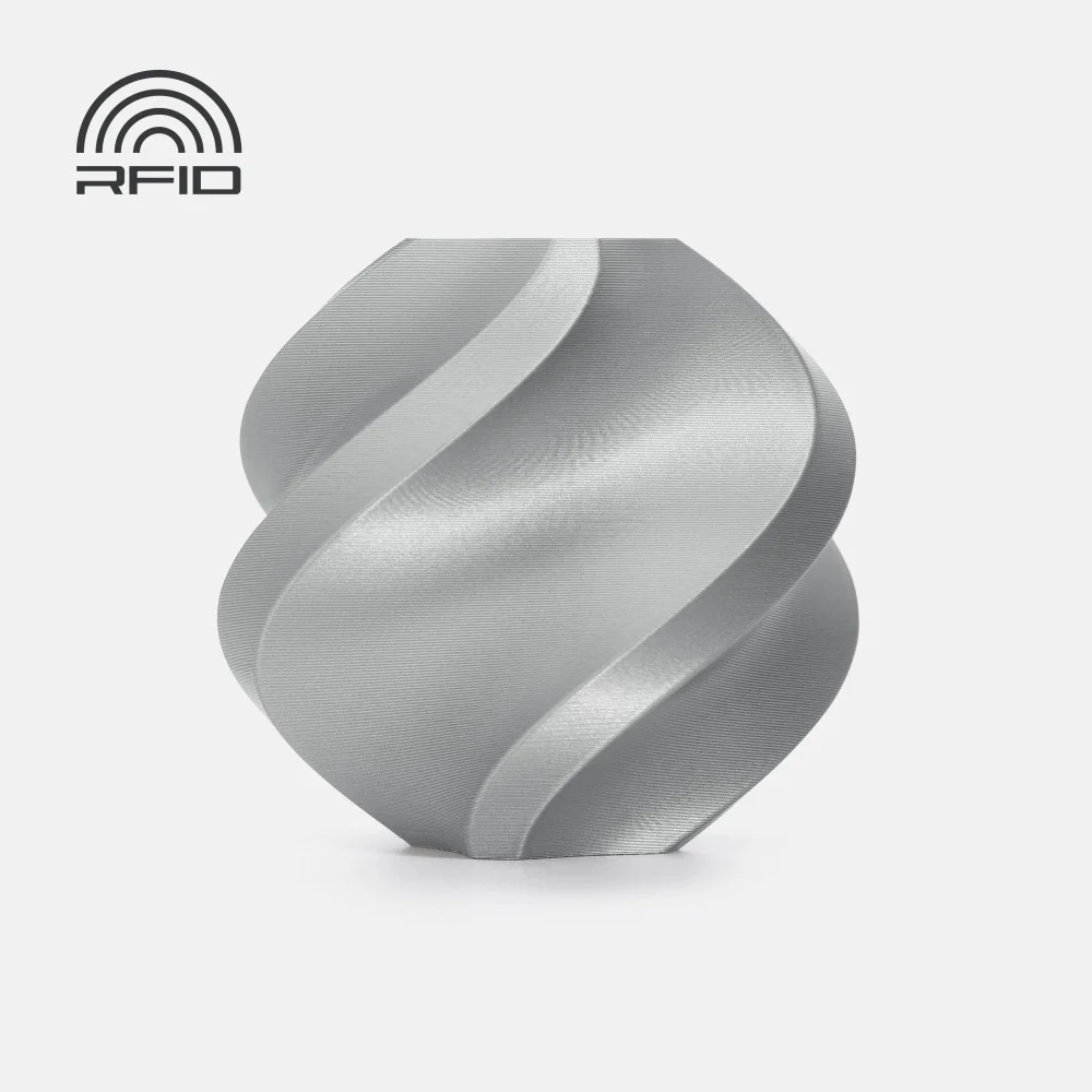 Obj decorativo espiral prateado com logotipo RFID
