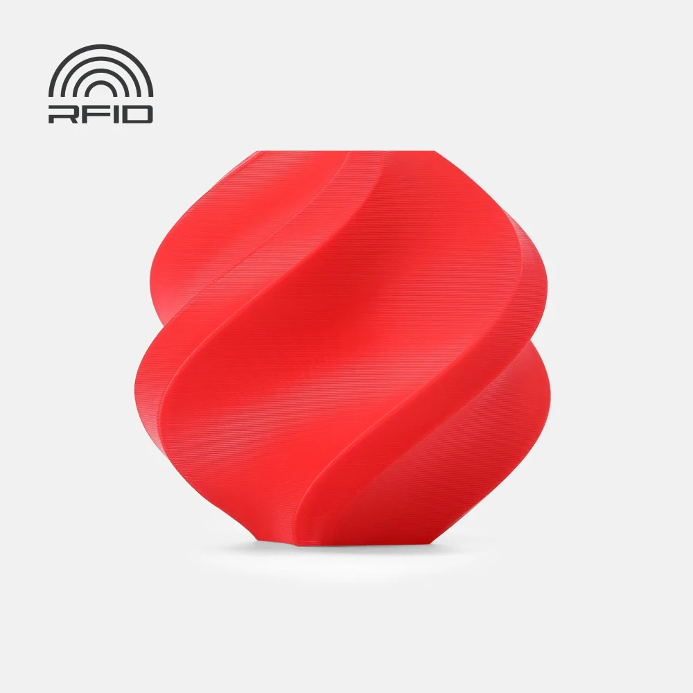 Vaso decorativo vermelho ondulado com símbolo RFID
