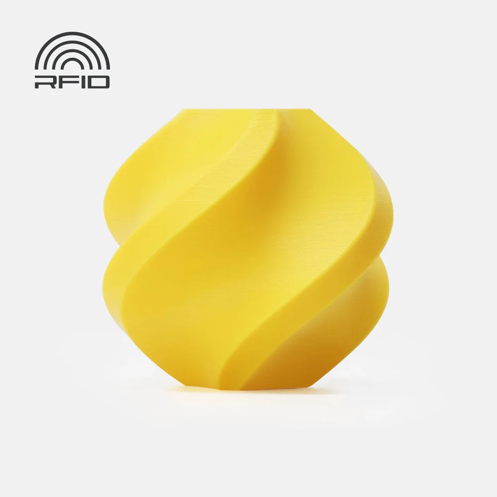 Objeto amarelo espiralado com o texto RFID ao lado