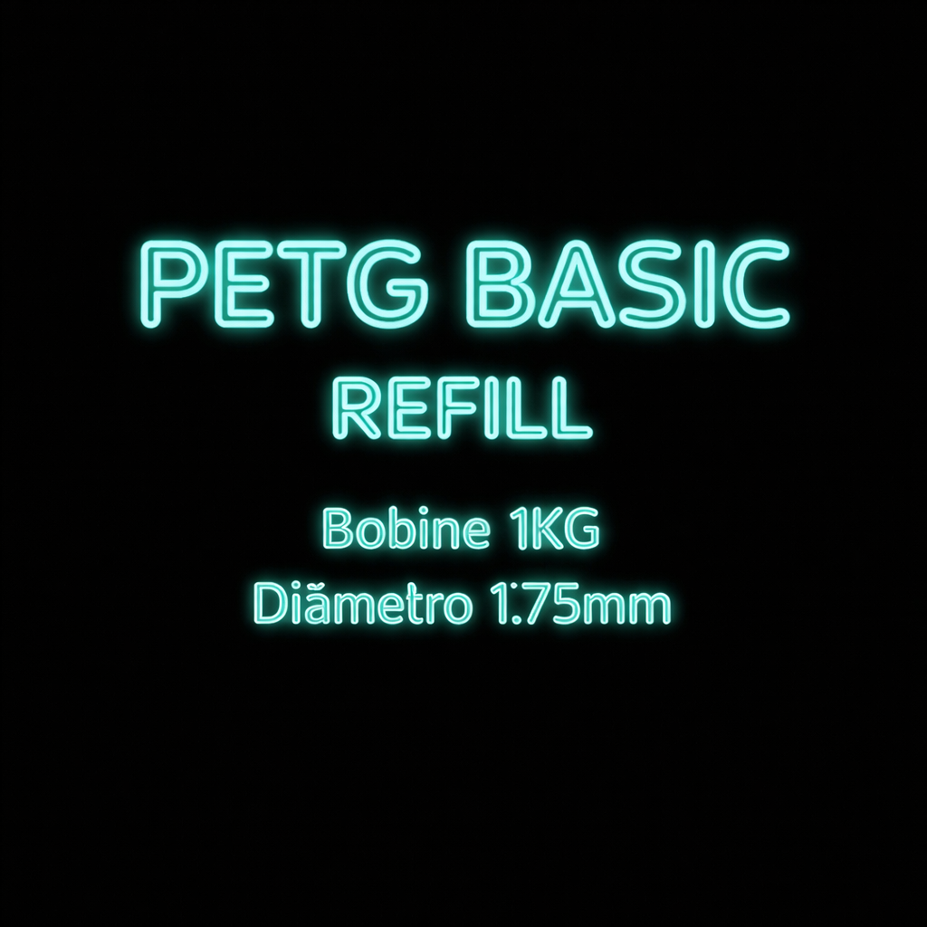 Texto em néon azul PETG BASIC REFILL Bobine 1KG Diâmetro 1.75mm fundo preto