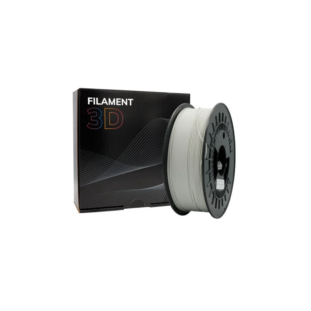 Rolo de filamento 3D cinzento claro com embalagem preta FILAMENT 3D
