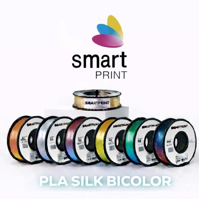Bobinas de filamento PLA Silk Bicolor SMARTPRINT multicoloridas