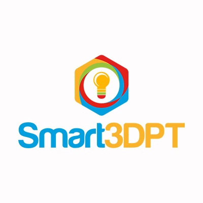 Logótipo colorido com lâmpada e texto Smart3DPT