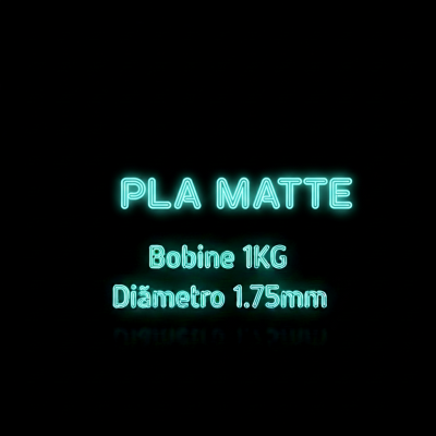 Texto luminoso azul PLA MATTE Bobine 1KG Diâmetro 1.75mm fundo preto