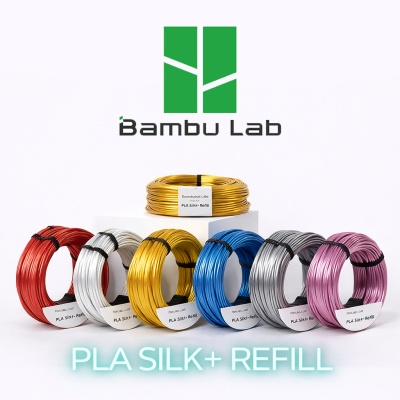 Rolos coloridos de filamento PLA Silk+ Refill da Bambu Lab