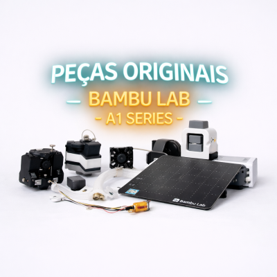 Peças originais para impressora 3D Bambu Lab A1 series sobre fundo branco