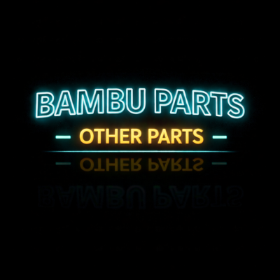 Letreiro luminoso com texto BAMBU PARTS e OTHER PARTS em fundo preto