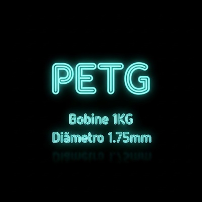 Texto luminoso azul-ciano PETG Bobine 1KG Diâmetro 1.75mm em fundo preto