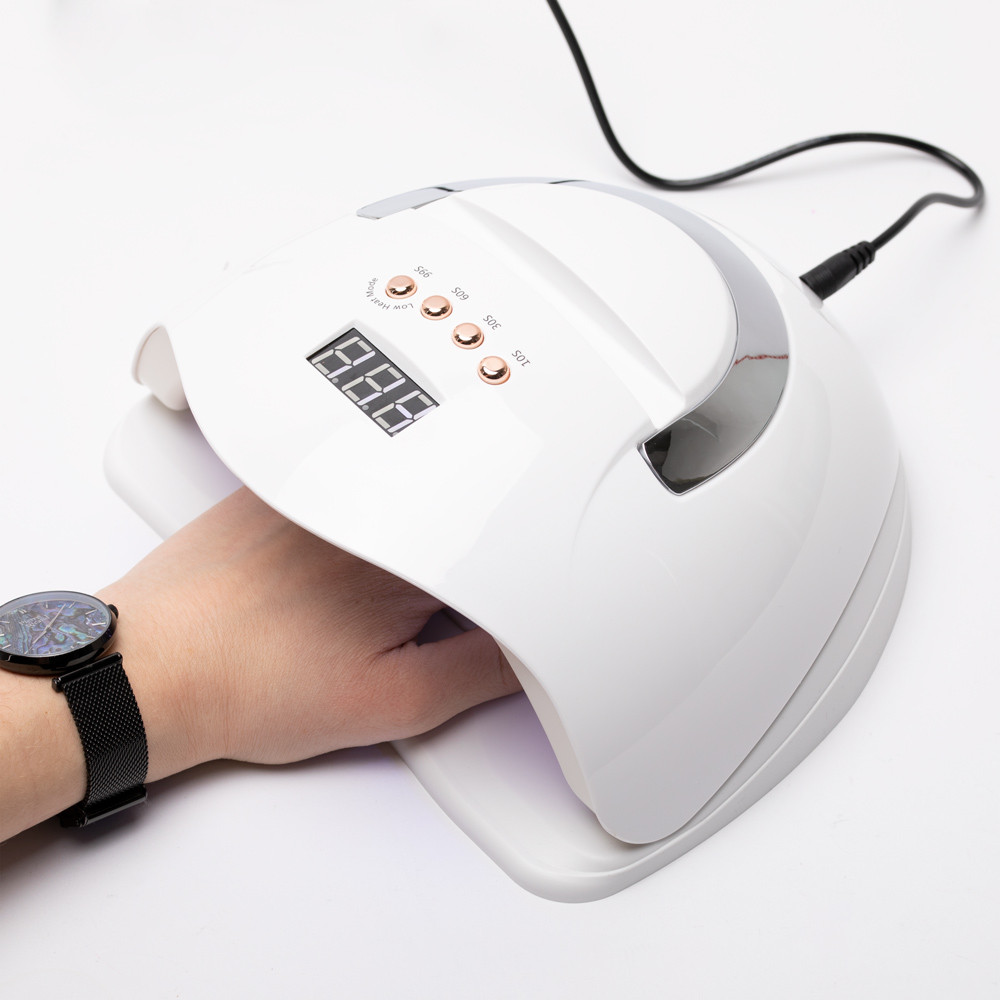 Catalisador duplo UV/LED 220W SUN X6 Lâmpada UV/LED branca para unhas com visor digital e mão dentro dela