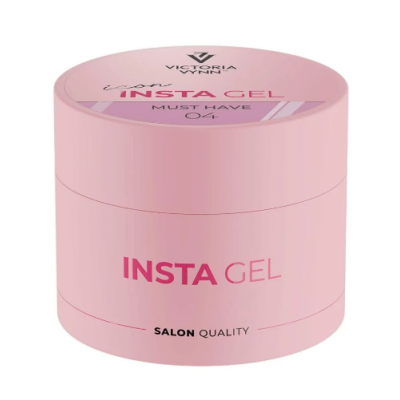 Embalagem rosa de gel para unhas com texto preto e rosa