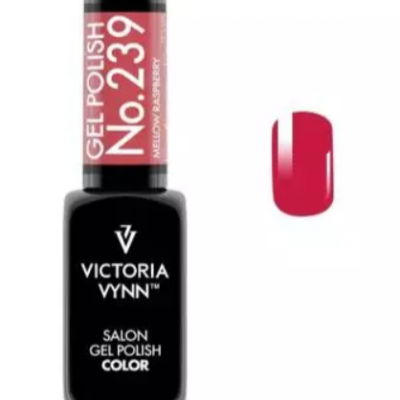 Frasco de esmalte gel rosa No. 239 da Victoria Vynn com amostra da cor.