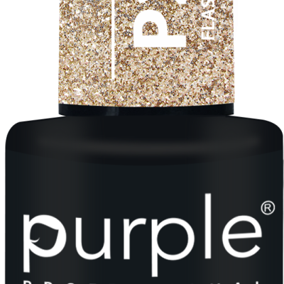 Frasco de verniz de unha Purple com tampa dourada brilhante