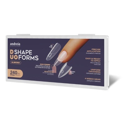 Embalagem de unhas postiças Andreia D Shape Duo Forms formato amêndoa 240 unidades