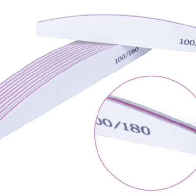 Lixas de unha brancas com texto 100/180