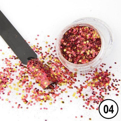 Pote de glitter colorido com aplicador e número 04