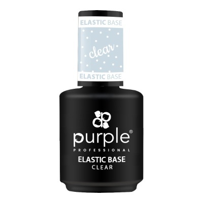 frasco preto de verniz base elástica transparente Purple Professional