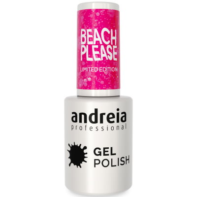 verniz gel para unhas Andreia Professional com tampa rosa e corpo branco.