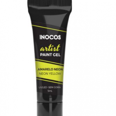 Tubo preto de gel de pintura INOCOS artista amarelo neon 5ml