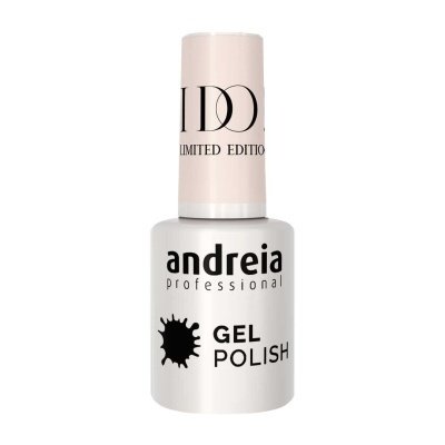 Frasco de verniz gel para unhas andreia professional com tampa rosa e corpo branco