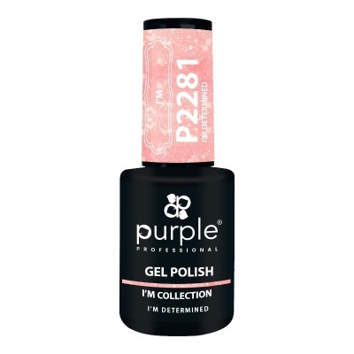 Esmalte de gel Purple Professional preto com tampa rosa e texto P2281 I'M DETERMINED